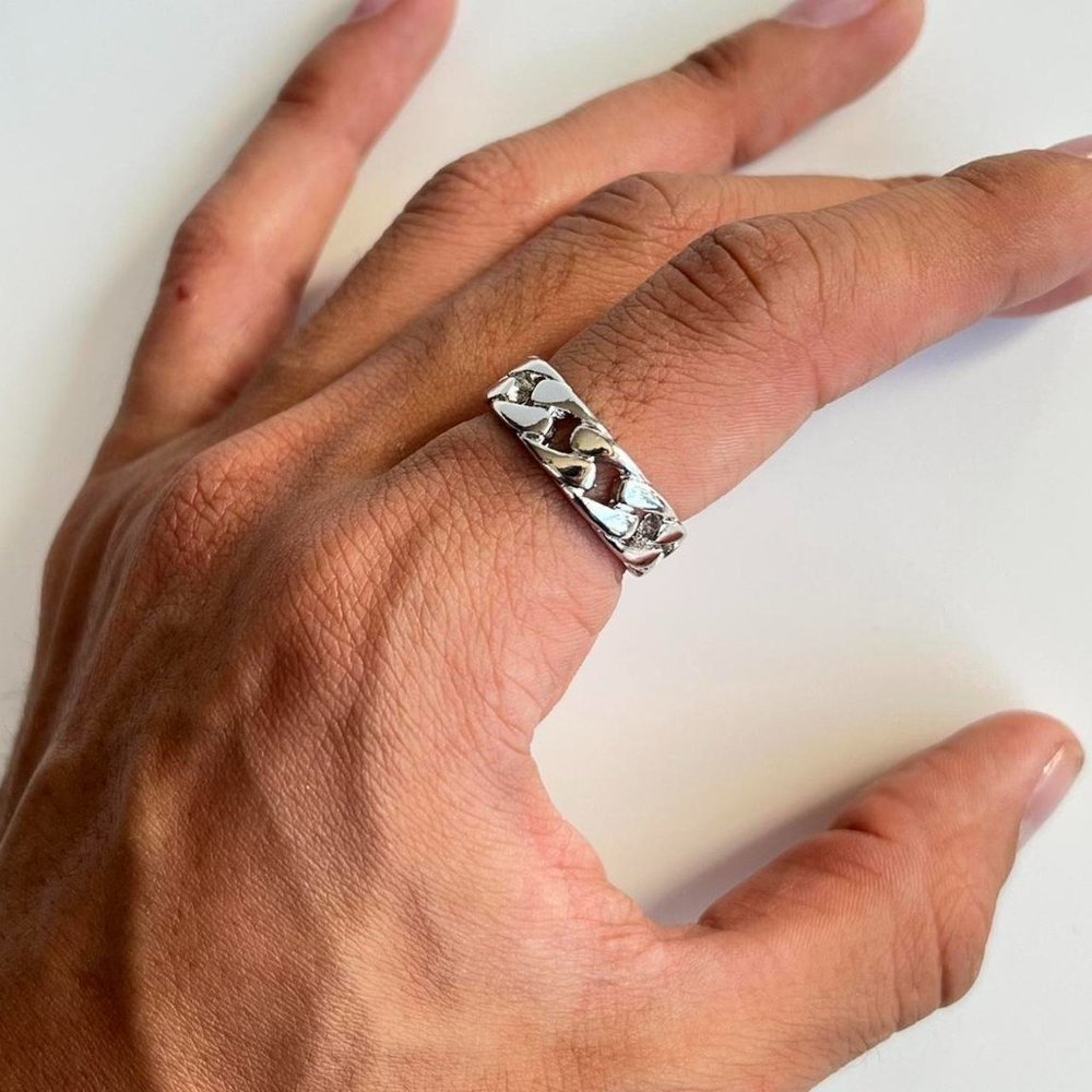 y2k 2000s vintage silver cuban link ring